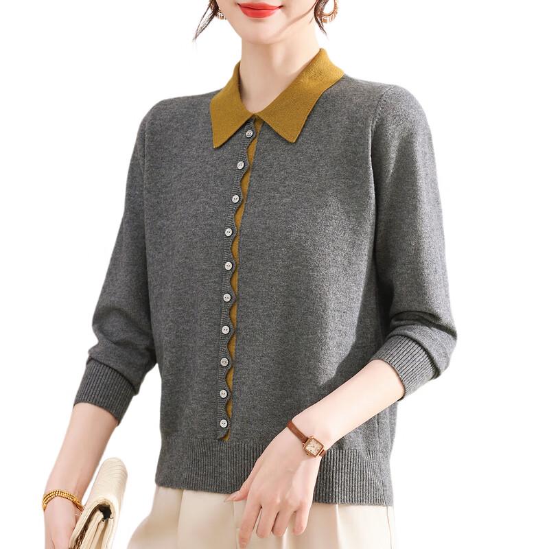 Women's Mid-Aged Solid Knit Cardigan Sweater
