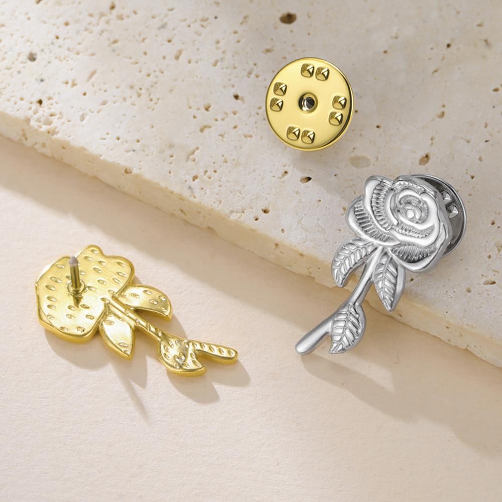 My Shape Rose Flower Brooch for Woman Girls Lady Elegant Floral Brooch Pins Skirt Hats Stainless Steel Jewelry Bridal Wedding