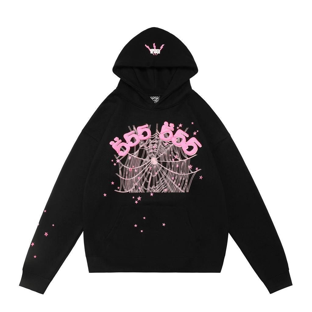 Cross-border beauty tide sp5der loose American hip-hop street casual loose and versatile pure cotton hooded sweater printing