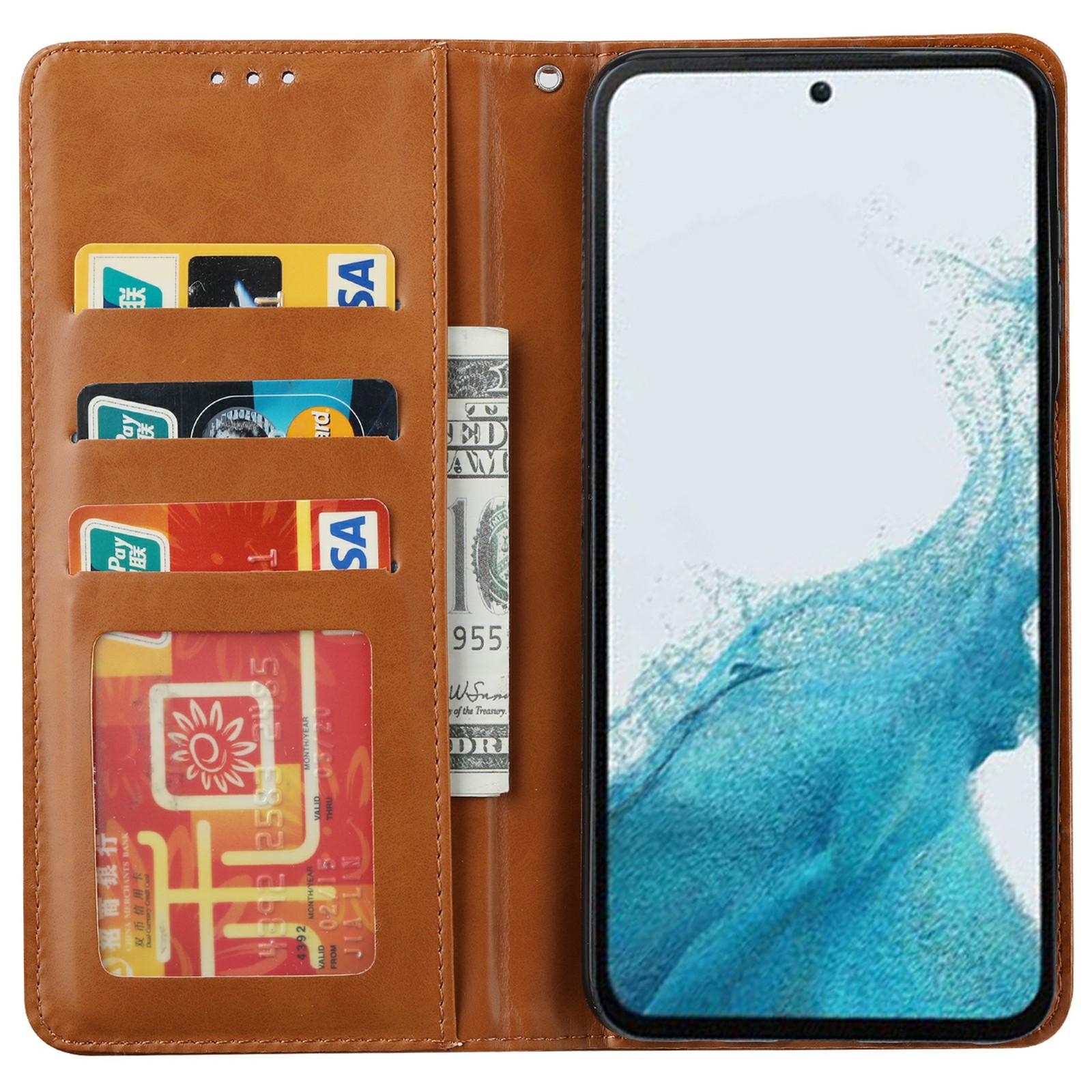 

For Samsung Galaxy S25 Cell Phone Case Magnetic Closing PU Leather Stand Cover Black