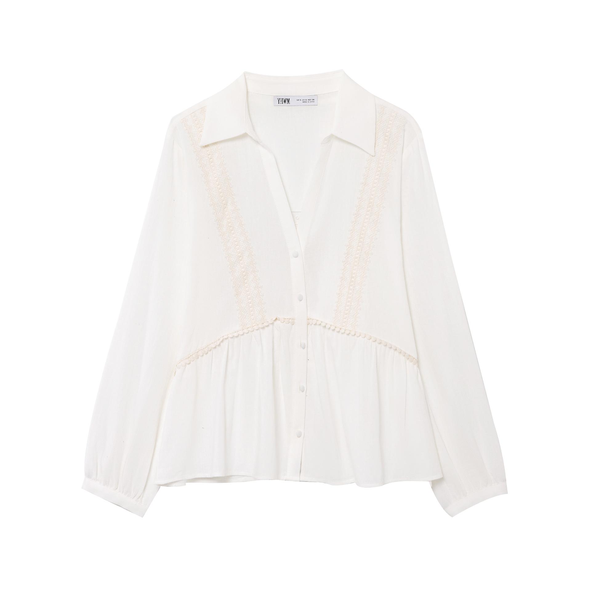 

ZA Women s Spring 2025 French Design Lace Linen Cardigan Shirt Small