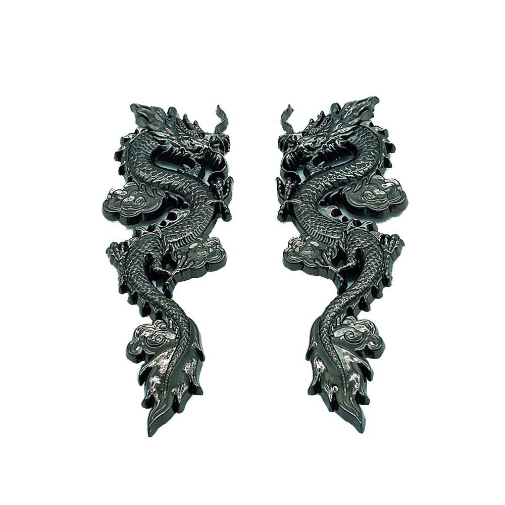 Car Sticker Car Sticker 3D Dragon Metal Car Sticker 2pcs Auto Motorcycle Logo Badge Emblem Tail Decal,Black
