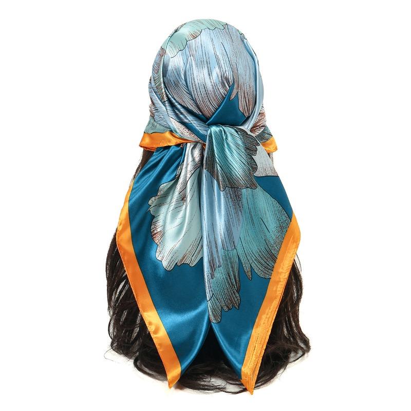 

Summer new hot-selling printed satin versatile square scarf fashionable matching multi-functional women s simulated silk scarf 90*90cm