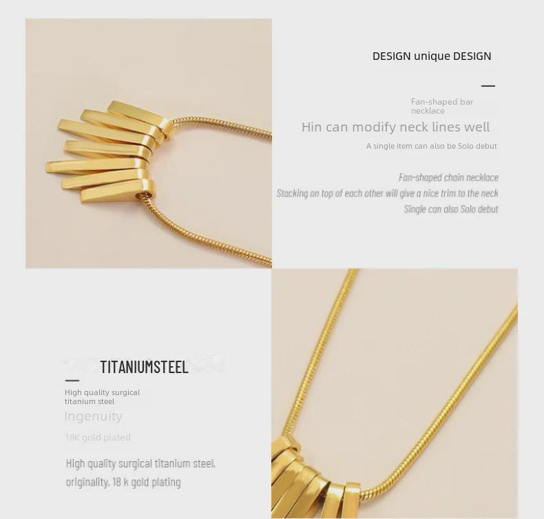 European & American Luxury Geometric Pendant Necklace: Irregular Square, Gold-Plated Titanium Steel