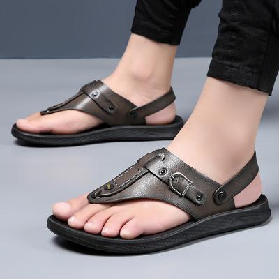 Men's Sandals Summer Flip-flops Soft Soled Anti-skid Beach Shoes  New Large Casual Dual-use External Sandals Soft Super Fibe