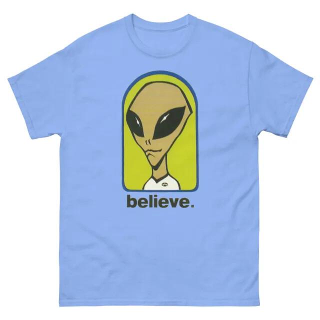 Believe Retro Alien Workshops Skateboarding T Shirt Designs Unisex T-Shirt S