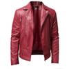 2022 Men's Fashion PU Leather Biker Jacket with Stand Collar - European and American Style