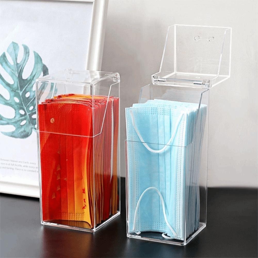 Transparent Transparent Mask Storage Box Flip Lid Pencil Storage Holder  Bathroom