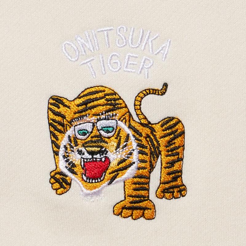 Onitsuka Tiger SS24 Solid Color Vintage Crew Neck Long Sleeve Sweatshirt Unisex Sweatshirt Light-Beige 2183B183-250