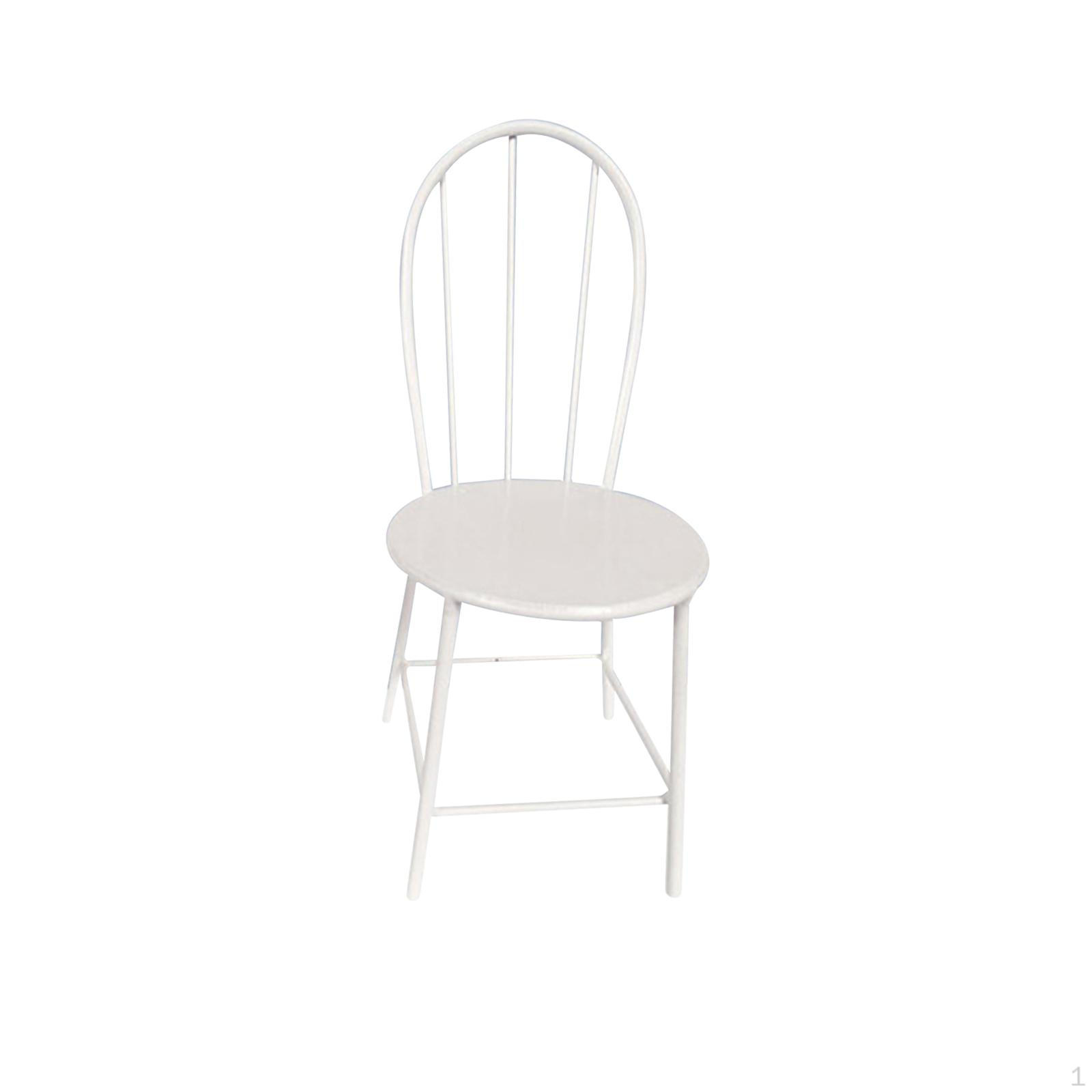 Кукольный домик, мини-модель, металлический обеденный стул, аксессуар для мебели, 1/6 масштаба White