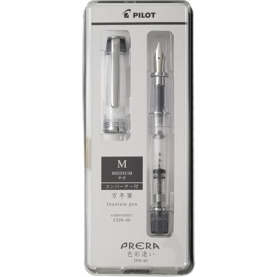 Pilot Prera Iro-Ai Fountain Pen Clear Black Medium Nib P-FPR-1-TB-M +CON-40