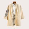 Ancient Chinese Style Crane Dragon Pattern Embroidered Linen Jacket Hanfu Men's Ancient Clothing Cotton Linen Taoist Robes