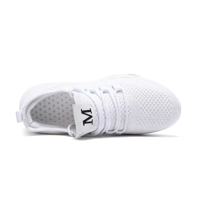 Flying woven dense mesh air cushion rocking shoes women's mesh sports shoes travel shoes platform student white shoes
