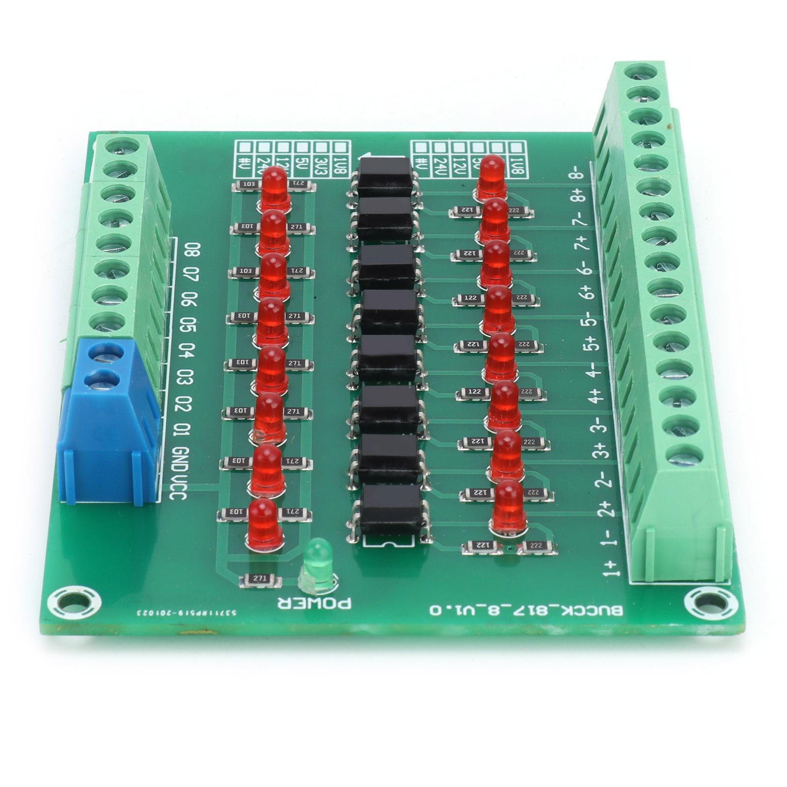 

Optical Isolation Module Limit Switching Frequency 20KHZ 12V to 3.3V 8 Channel Optocoupler PLC Signal Converter Board