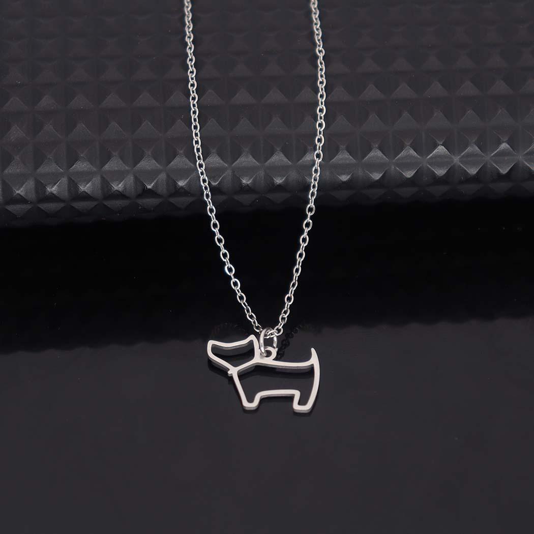 Stylish Stainless Steel Dog Pendant Necklace - Clavicle Chain Puppy Accessory серебряный