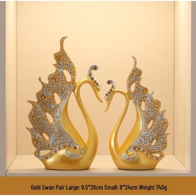 JINGRUIXIANG Ornament Pár zlatých labutí