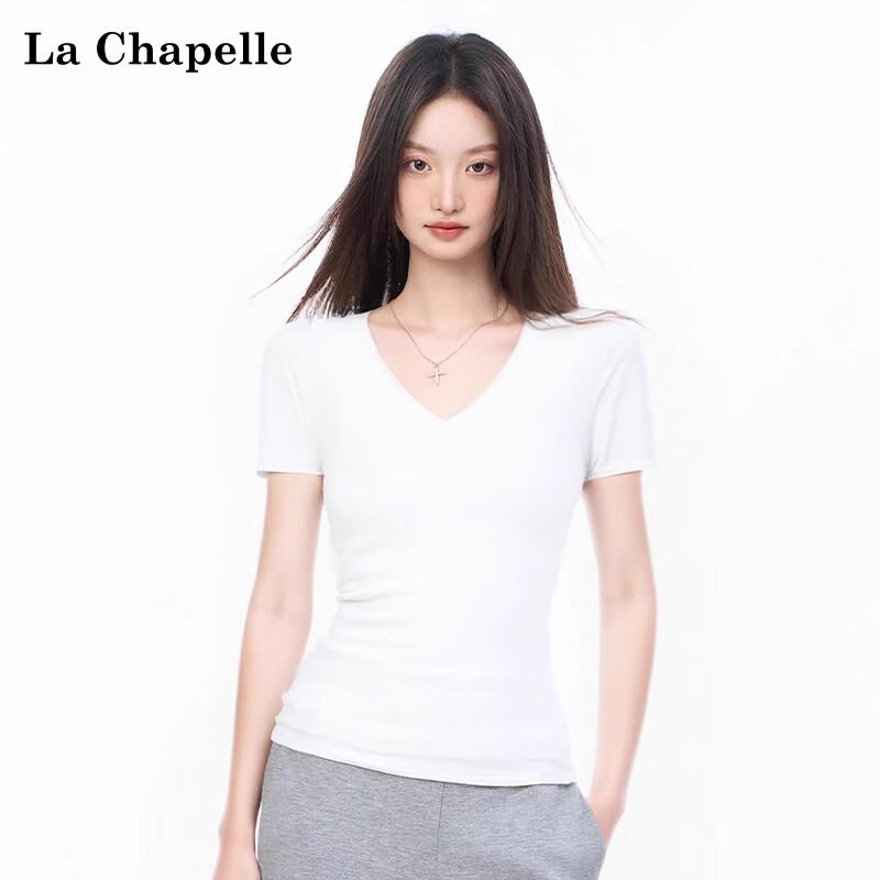 La Chapelle Women s V-Neck Slim Fit Short Sleeve T-Shirt S