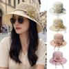Flowers Decoration Beach Hat Foldable Design Bucket Hat Casual Straw Hat  Sun Protection