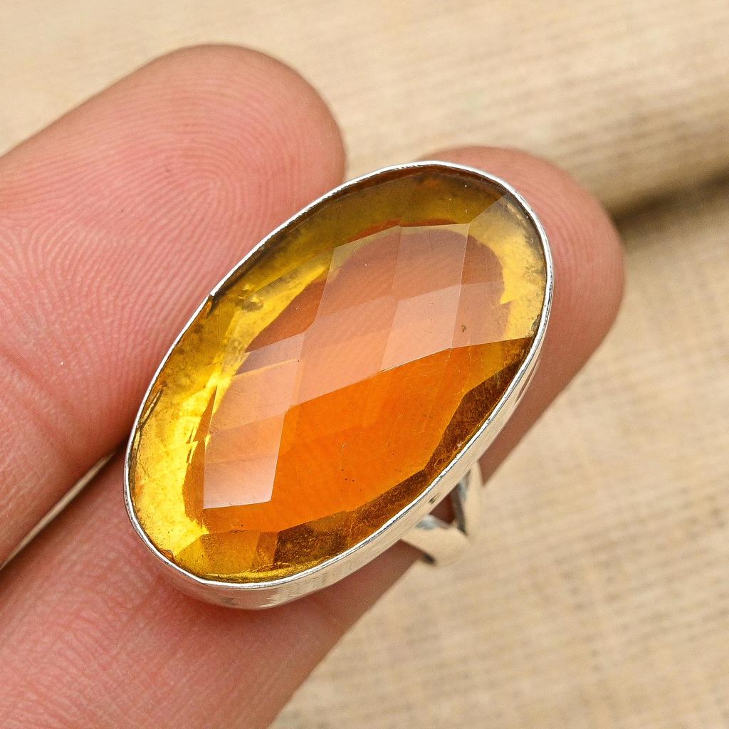 Honey Topaz Gemstone Handmade 925 Solid Sterling Silver Ring Jewelry For Her