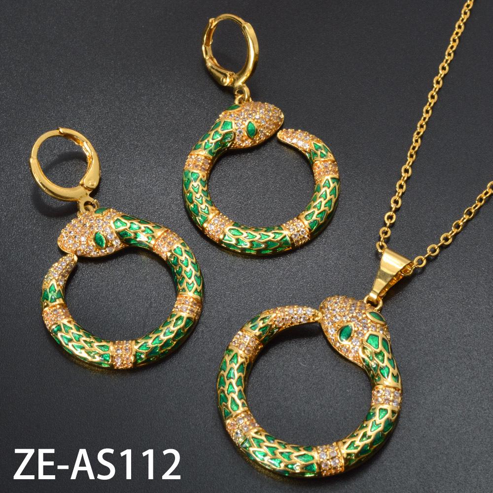 

Элегантный европейский и американский циркониевый позолоченный ювелирный набор: Модные, Универсальные Серьги и Подвеска