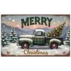 Vintage Truck Banner Gold Ornaments Holiday Truck Display Christmas Banner Classic Truck Design Merry Christmas Banner