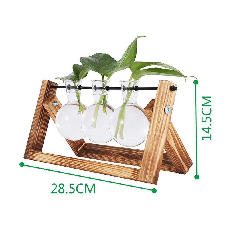 Air Planter Bulb Glass Vase Plant Terrarium With Wooden Stand Retro Tabletop For Hydroponics Home Garden Office Decoration