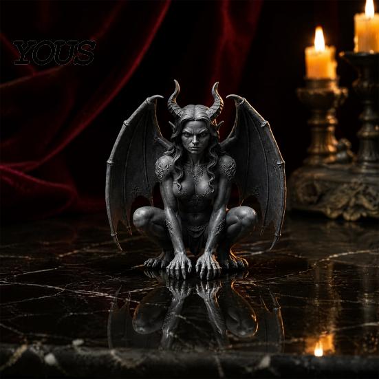 Retro-Stil Statue Gargoyle Figur, Mittelalterliche Dunkle Geflügelte Statue, Harz Gotisch Mystisch Böser Geist Beschützer Horn Dämon Ornament für Büro