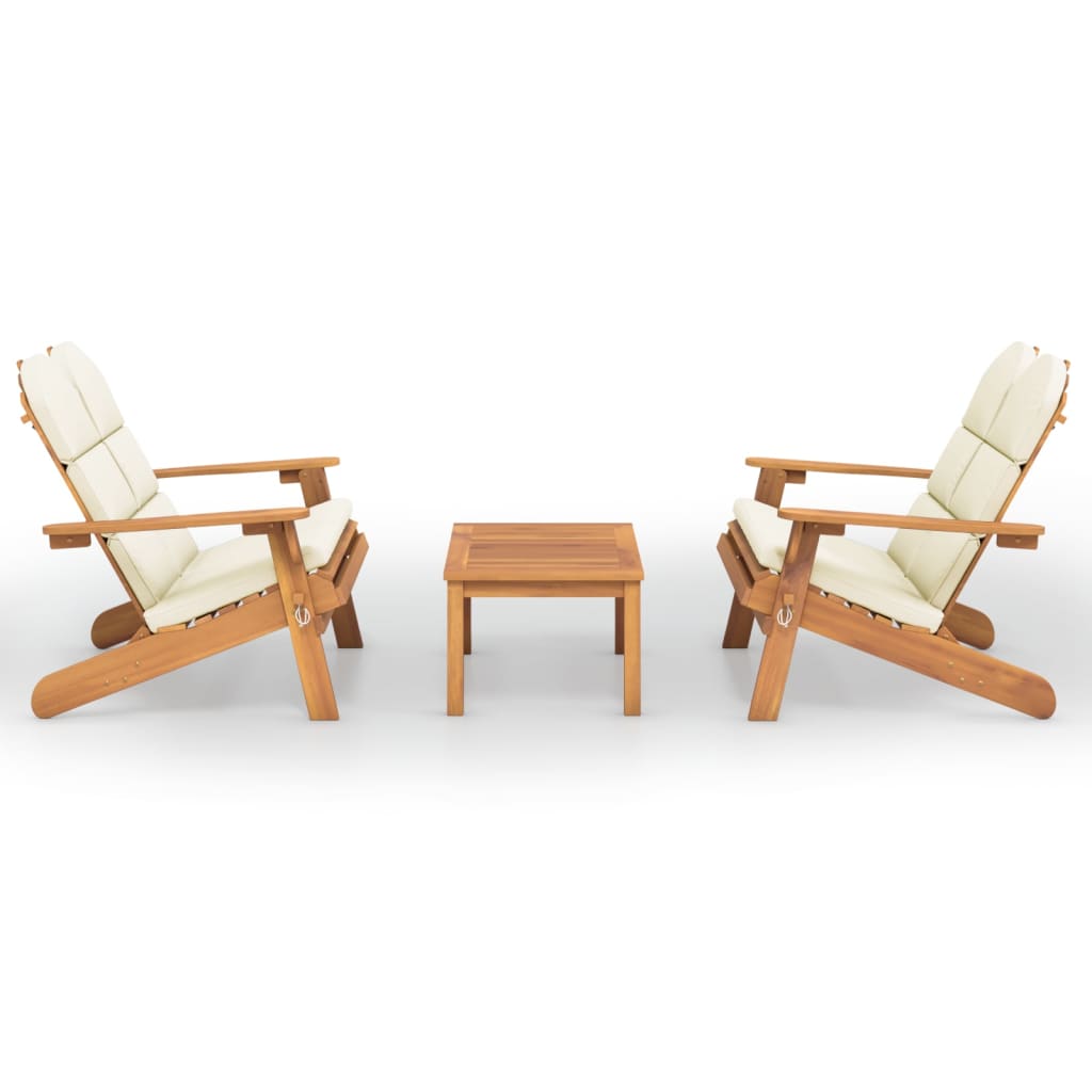 3 piece Garden Lounge Set Adirondack Solid Wood Acacia\