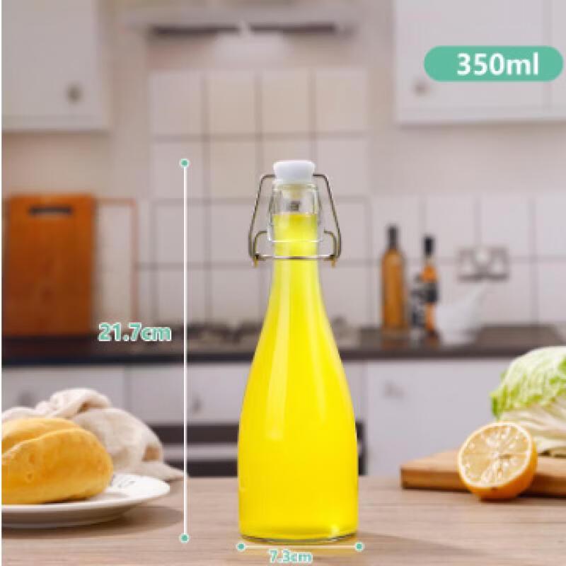 

ZISIZ Glass Juice & Enzyme Bottles with Snap Lids, 350ml (4-Pack)