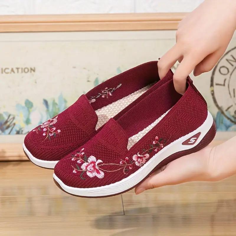 Женские вышитые слипоны, дышащие плетеные в ретро этническом стиле 35