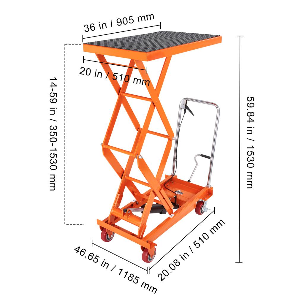 SucceBuy 330/770/1760Lbs Lifting Platform Hydraulic Car Lift Table Cart Heavy Duty Double Shear Wheelbarrow for Repair Motorcycl