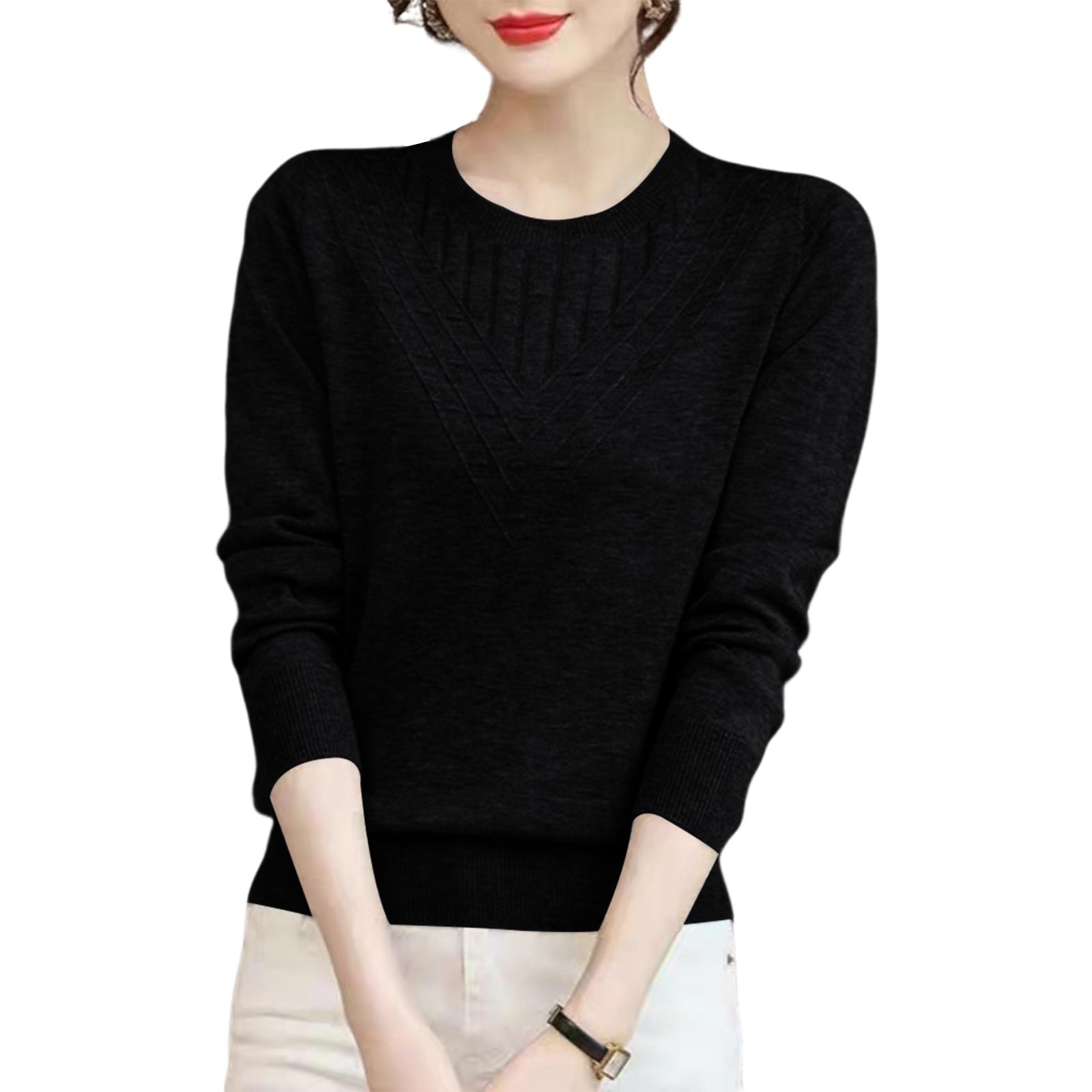 

Women s Fashionable And Versatile Knitted Bottoming Shirt One Size чёрный