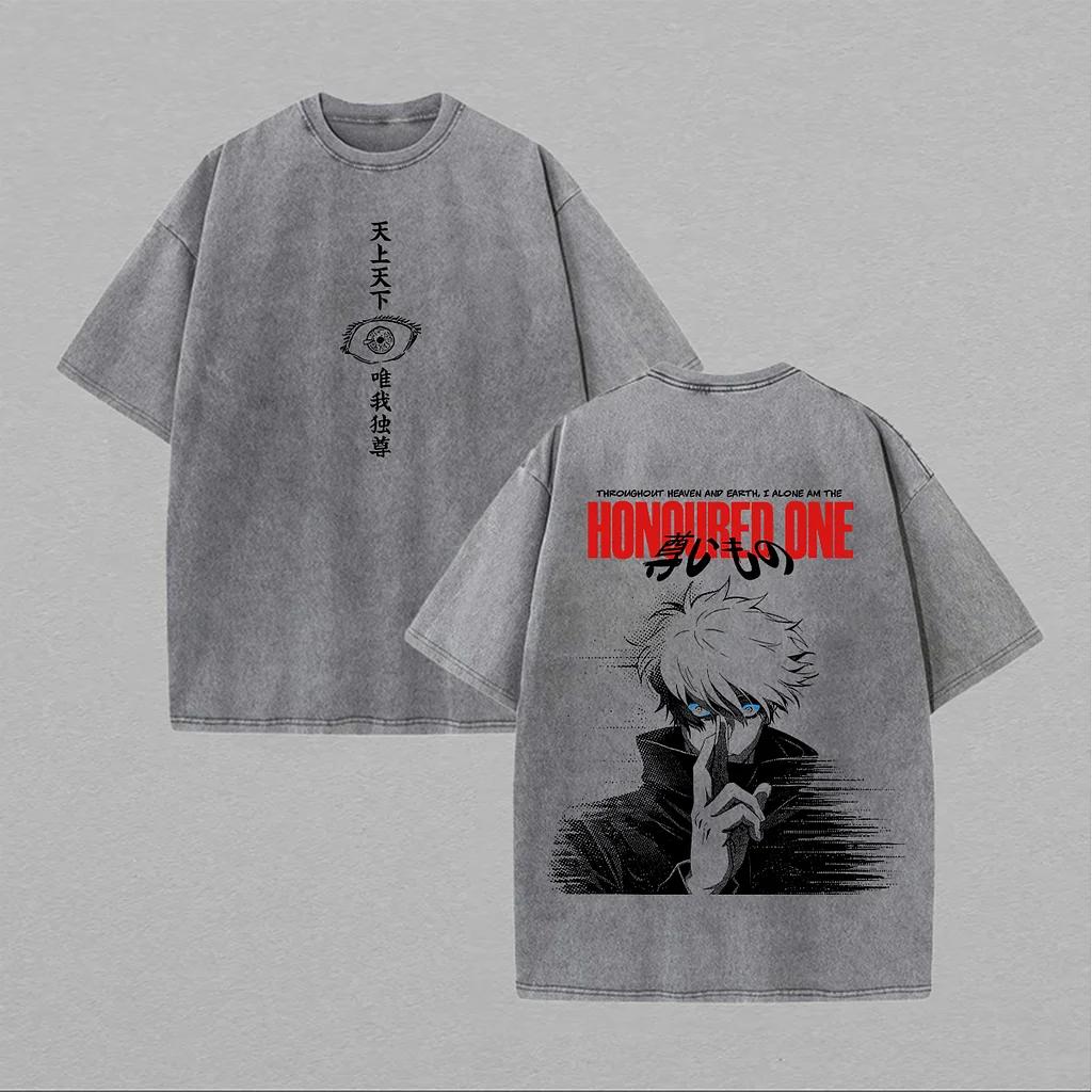 

Japanese Anime Jujutsu Kaisen Tshirt Gojo Satoru Vintage Washed T-shirt Men s Unisex Clothing 100% Cotton Short Sleeve Tees Tops XXL