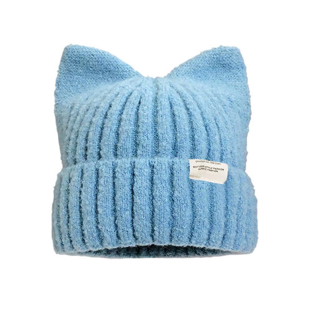 Fashion Cat Ear Hat Cute Beanie Hat Knit Winter Cap Warm Slouchy Crochet Hat For Women Girls Ski Cycling Snowboard Travel