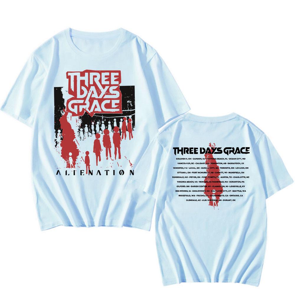 

ALIENATION 2025 ТУРОВАЯ ФУТБОЛКА THREE DAYS GRACE Принт Футболки Хлопок Мода Футболка с коротким рукавом Унисекс Уличная одежда Мужская Женская Рубашка XXL