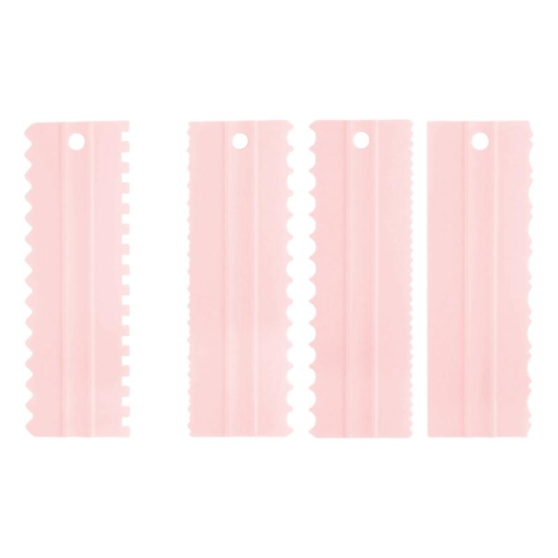 4 Piece Baking Tool Set Including Assorted Comb Scrapers Plastic for Quick Cake Decoration possesses Secure ending