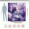 1Pc White Kitten Shower Curtain - Purple Eyes & Flowers, Soft Fabric With Purple Blooms, 70.8X70.8", 12 Hooks, Romantic Decor