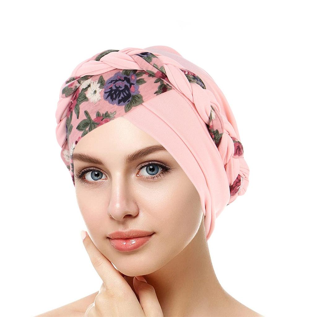2024 New Crossed Forehead Muslim Hijab Caps Women Wrap Head Ramadan Soft Elastic Ladies Fashion Print Turban Bonnet