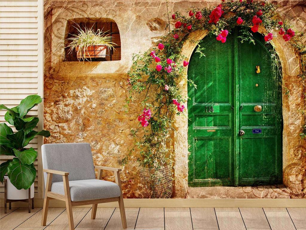 Wallpaper Green Door Tuscany