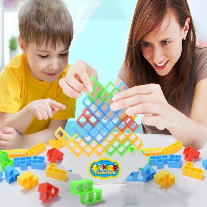 48Pcs/box Balance Buliding Blocks Games Kids Adults Swinging Tower Block Toys Family Parties Desktop Interactive Puzzle Stacking