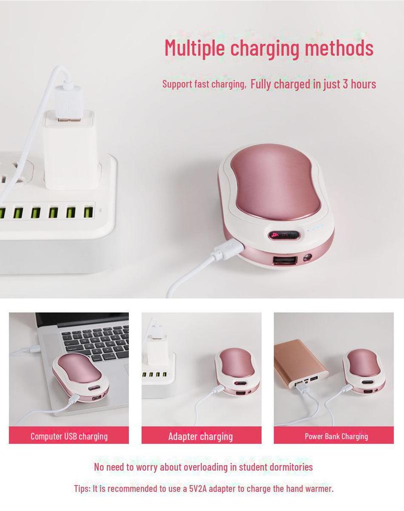Dual-Function Hand Warmer & USB Power Bank with Heating & Vibration Massage
