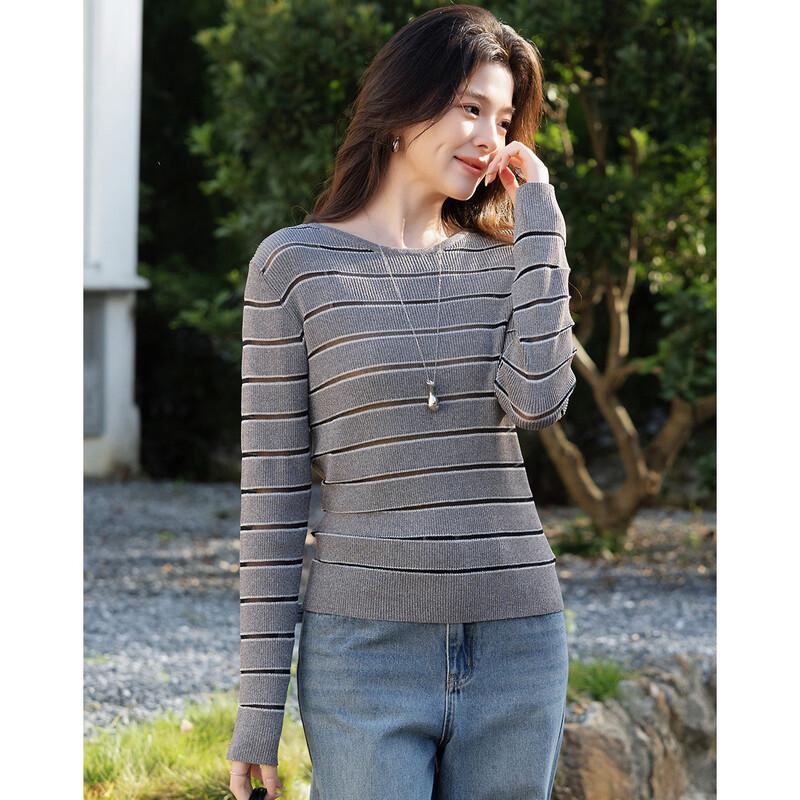 Women s Retro Striped Jacquard Knit Sweater XL
