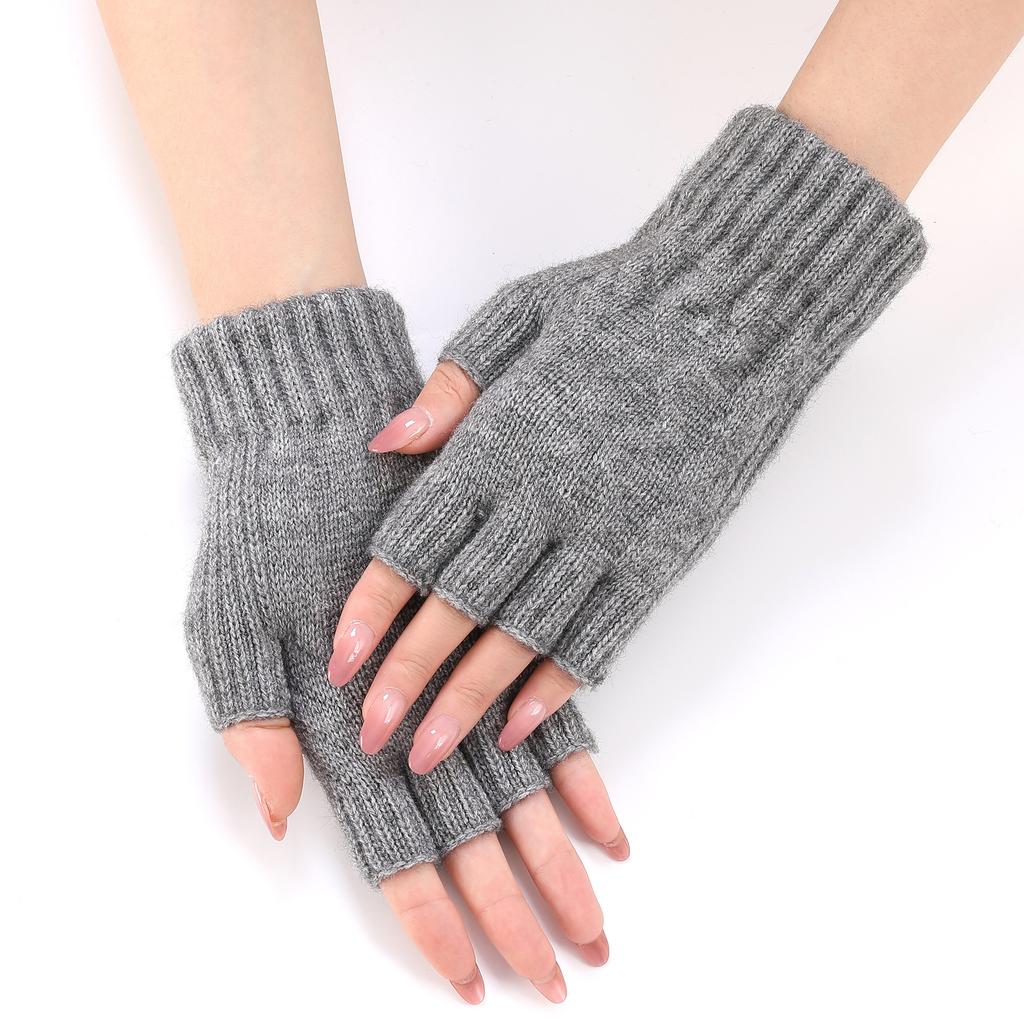 Mitsubishi-Shaped Fingerless Arm Warmers New Autumn Winter Women's Knitted Wool Warm Wrist Guards Fashionable Sleeves