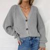 Fashionable new casual solid color button knit cardigan, comfortable autumn and winter classic simple ladies sweater jacket