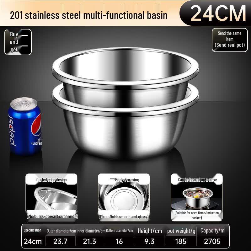 Qiwei Food Grade Extra Thick 304 Stainless Steel Mixing Bowl
