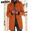 GMXIA Women's Vintage Casual Lattice Print Autumn Winter Long Sleeve POLO Neck Jackets & Coats