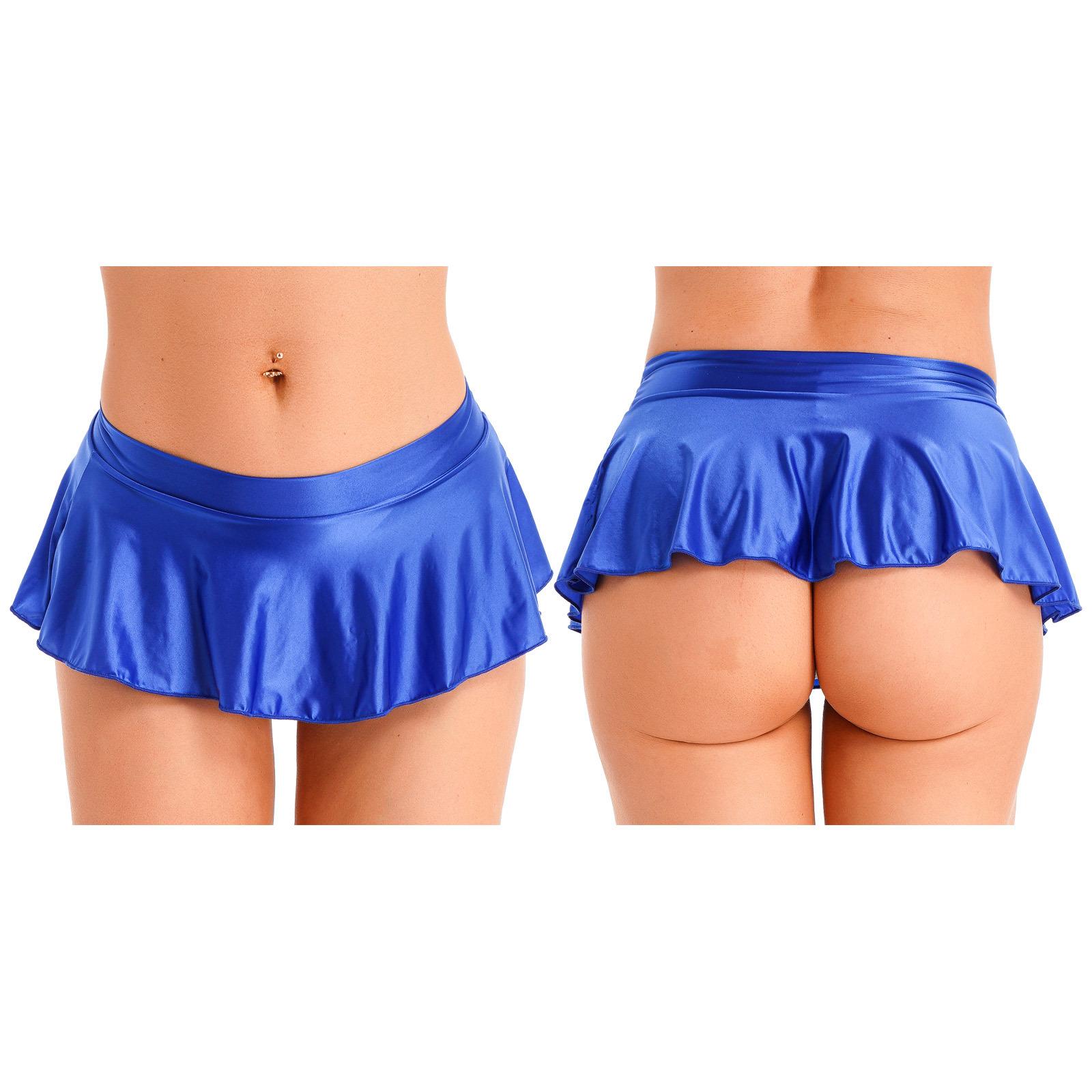 

Жіноча глянцева спідниця з оборками, міні-спідниця з низькою посадкою, нічний одяг для вечірки біля басейну, пляжне бікіні XL синій
