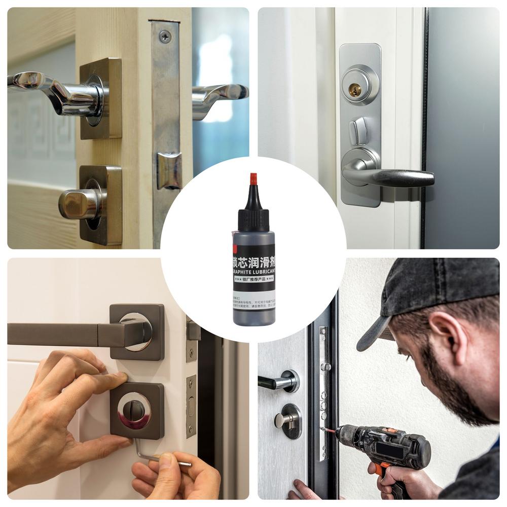 Grafit pentru încuietori 50 ml Pulbere uscată de grafit natural Lubrifiant Tub cu ac Pulbere de lubrifiant Lubrifiant portabil multifuncțional de blocare