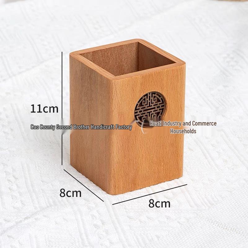 In Stock Wooden Kung Fu Pen Holder - Chinese Style Tea Caddy, Knife Holder, Makeup Brush & Office Desk Organizer