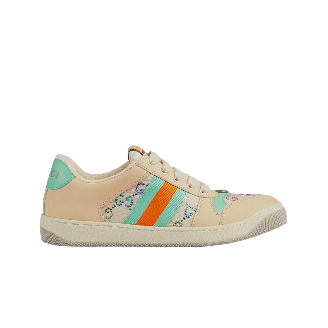 

(w) Gucci Screener Crystal Gg Fabric Sneakers Beige EU 39W